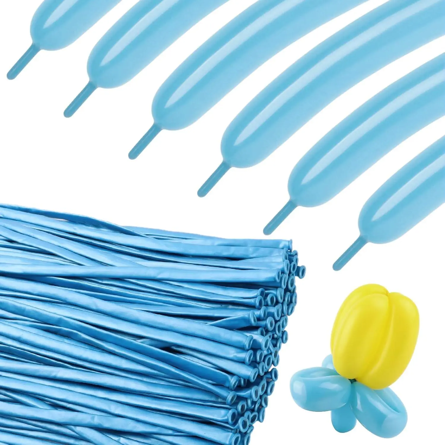260 Balloons - Animal Balloons, Pearl Light Blue Long Balloons For Tying Balloon Arch, 100Pcs Twisting Balloon For Animals Making, Birthday Festival Arch Diy Party Decorations