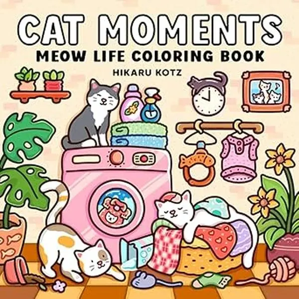 Summer Spring Gift Cat Moments: Meow Life Coloring Book for Adults and Teens Spiral-bound