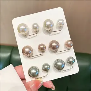3count Double Pearl Brooch Pins Anti-fade Exquisite Elegant Brooches for Women Sweater Cardigan Clip Coat Summer Dress Jewelry Durable Metal Pins