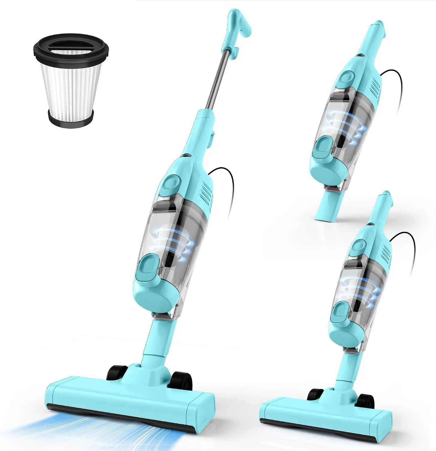 Vazone R6X Corded Stick Vacuum Cleaners for Home, 20Kpa Powerful Suction Stick Vacuum with 16Ft Cord, 2 in 1 Lightweight Handheld Vacuum Cleaner for Hardwood Floor Pet Hair (Teal)