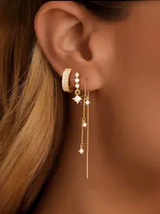 3 Layered Chain Earrings For Women Hypoallergenic Aretes Dangle Earrings Stud Waterproof Dainty Fashion Jewelry Trendy Jewelry Gift for Fashion