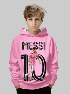 Boys Cristiano Ronaldo 3D Printed Graphic Casual Hoodie, Player Logo, Warm Fall Winter Clothing, Sports Wear, Team Uniforms