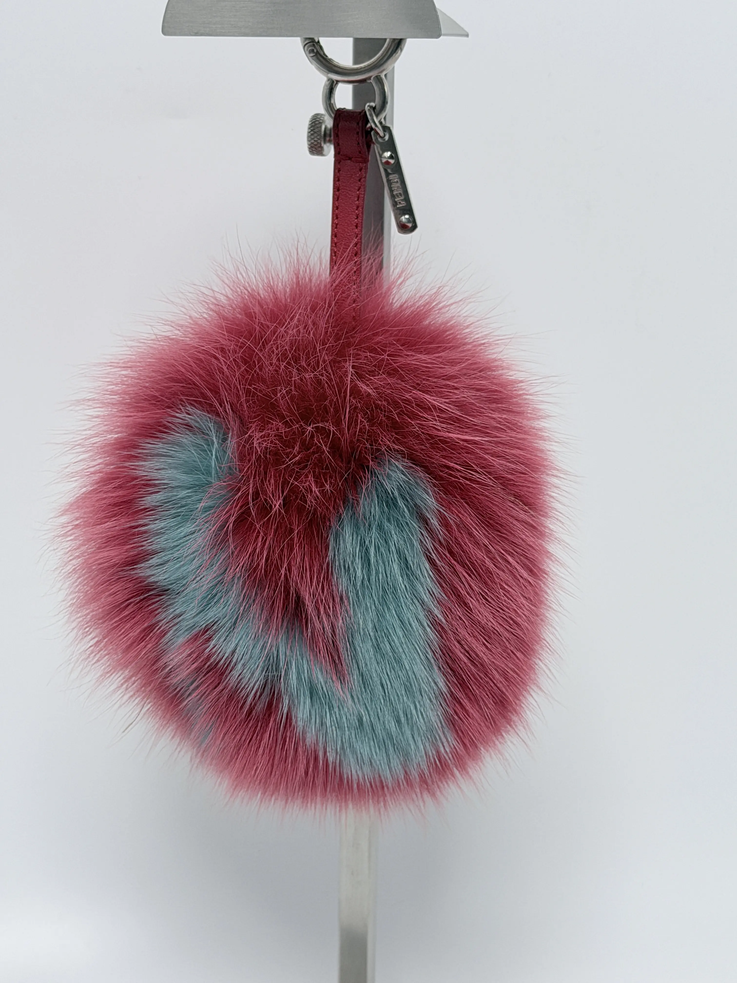 Pre-owned FENDI Plush-style textile Bag Accessories Pink and Blue Letter Bag Charm Keychain JD668FD