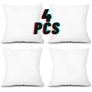 4 Pack Throw Pillow Inserts, Set of 4 Lightweight Down Alternative Polyester Pillow, Couch Cushion, Sham Stuffer, Machine Washable. (White, 18x18)