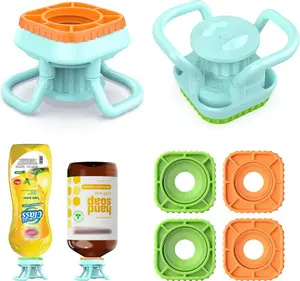 Bottle Emptying Cap, 2 Pack Bottle Emptying Kit Fits Most Plastic Bottles, Upside Down Flip Bottles Dispenser Cap Kit To Get Out Every Drop Of Shampoos Lotions - No More Wastes, 4 Caps 24mm+28mm