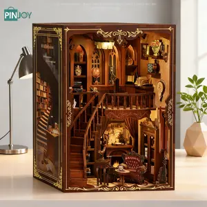 Ancient Bookshelf Model DIY, 3D Puzzle Decoration, Educational Craft Project for Adults and Teens, Wooden Standalone Model