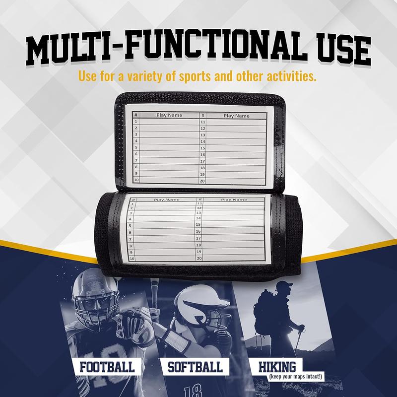 Quarterback (QB) Play Wristband - Adult Size - Pro Football Armband Playbook - 10 Pack (Black)