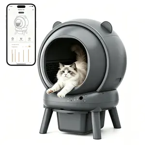 Small Smart Self-Cleaning Automatic Litter Box for Cats - Sealed Odor Control, App Health Habit Tracking, Multi Safety Sensors, No-WiFi Manual Operation Kitty Toilet