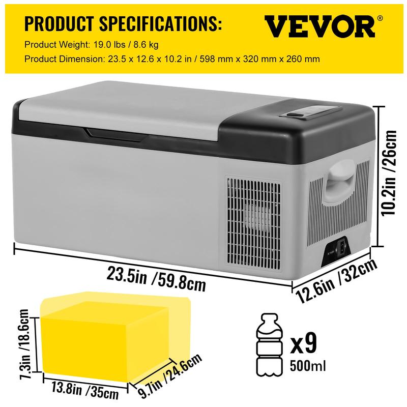 VEVOR 12 Volt Refrigerator with APP Control, TikTokShopBlackFriday, Portable Mini Car Fridge w/ -4℉-68℉ Cooling Range & 12/24V DC & 110-240V AC Electric Compressor Cooler For Camping, Road Trip, Travel, Outdoor and Home Use
