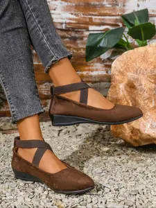 Women's Fashionable Criss Cross Strap Wedge Sneakers, Casual Comfortable Breathable Shoes for Daily Wear, Female All-match Round Toe Shoes for Daily Wear, Soft Sole Shoes