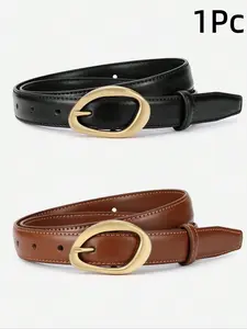 Women's PU Leather Belt, Casual Plain Design, Perfect for Jeans & Dresses, All-Season Wear, Elegant Style, Versatile Accessory, Trendy Exquisite Belt, Casual Waist Belt, Durable Belts, Stylish Belts