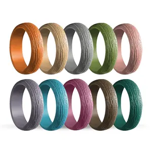 Silicone Rings – 10 Pack, Tree Pattern – Women, Multicolor, Dersa