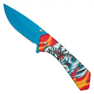 Blue Dragon Anime Inspired Folding Knife – Fantasy Manga Graphic – EDC Collectible – Display Decor – Gift for Fans