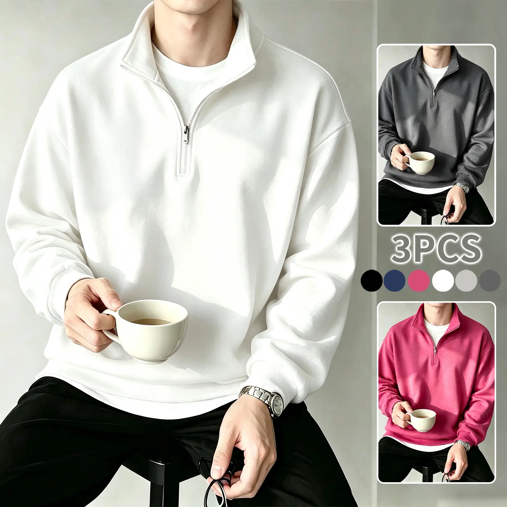 White + Dark Gray + Rose Red