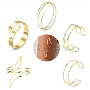 5 Pieces Arm Cuff Upper Arm Band Cuff Bracelets for Women Adjustable Armband Set