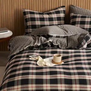 British Vintage Plaid Bedding Set / Black