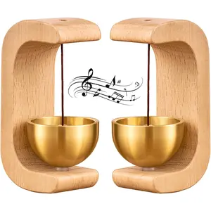 2 Pcs Magnetic Door Chime Bell, Wooden Shopkeepers Bell for Door Opening - Ding Ding Sound
