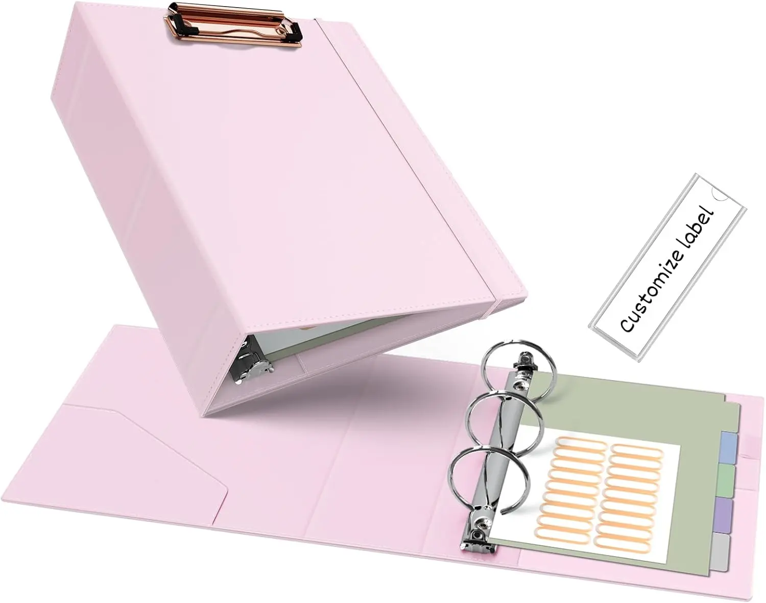 Mini 3 Ring Binder 5.5" x 8.5", 2 Inch Clipboard Binder with Dividers, Professional Leather Binders Organizer for Office, School,