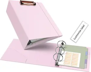 Mini 3 Ring Binder 5.5" x 8.5", 2 Inch Clipboard Binder with Dividers, Professional Leather Binders Organizer for Office, School,