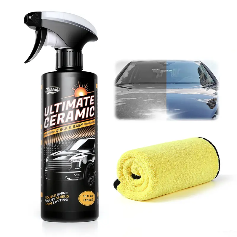 Upgraded Car Graphene 3-in-1 Spray: Waterless Car Wash - High Cleaning Power - High Protection, Fast Nano Ceramic Coating Spray for Paint (16 oz )