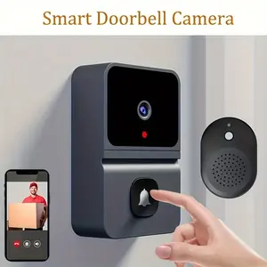 1 One Smart Wifi Doorbell, Security Wireless Wide-Angle Smart Visual Intercom Doorbell, Two-Way Wireless Security Doorbell, Smart Video Doorbell Support 2.4G WiFi (Built-in Battery)