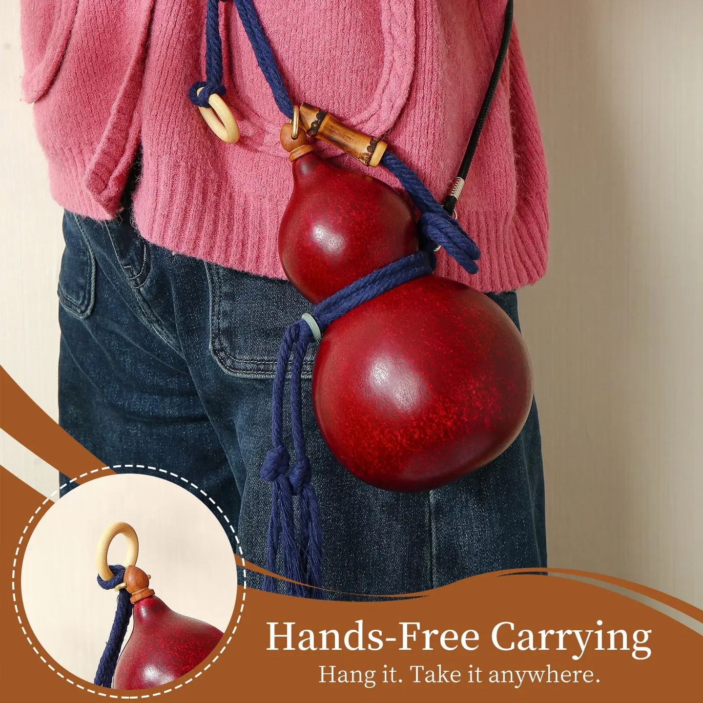 Handcrafted Natural Gourd Flask Bottle with Traditional Lacquer Art Portable Whiskey Drinking Flask Unique Gift for Men Collectors