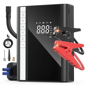 Jump Starter with Air Compressor, 5000A Battery Jumper Starter Portable (9L Gas/8L Diesel) with 160PSI Auto-Shutoff Tire Inflator, 12V Jump Box Car Battery Jump Starter with Jumper Cables, LED Light