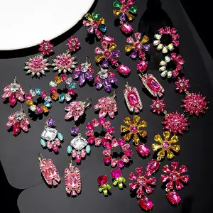 Shiny Cubic Zirconia Flower Dangle Earrings for Women, Colorful Rhinestone Statement Drop Earrings, Fashion Jewelry, Perfect Gift for Her for Party, Wedding, Prom & Birthday