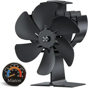 Heat Powered Wood Stove Fan Heat Activated Fireplace Fan with Thermometer