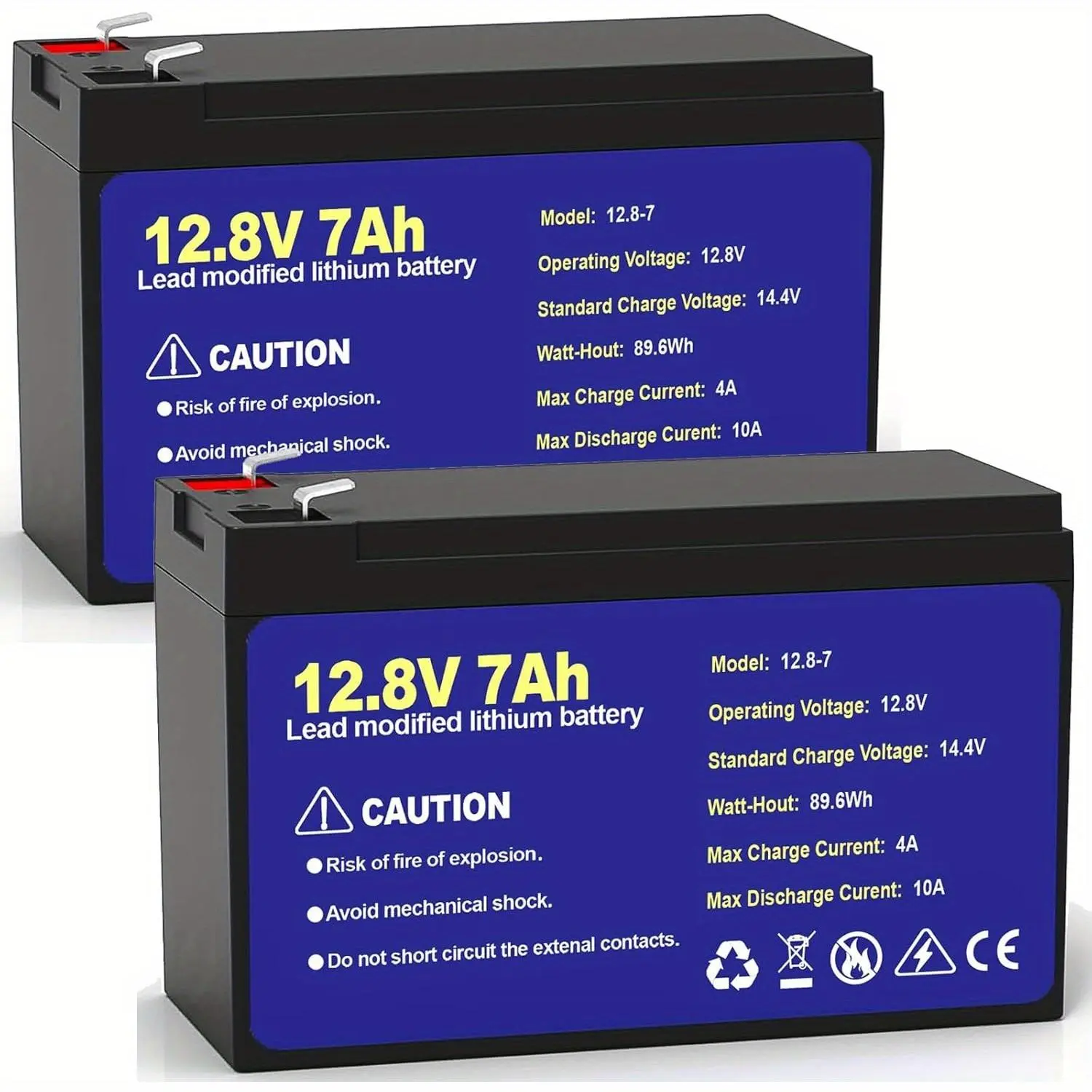 1pcs-12.8V/7Ah LiFePO4 Deep Cycle Rechargeable Lithium Battery (Model 12.8-7) with Built-in BMS, 5000+ Life Cycles, Maintenance-Free for Off-Grid Home Energy Storage, Backup Power (Power Supply Unit for Computers & Office Desktop/Laptop Components)