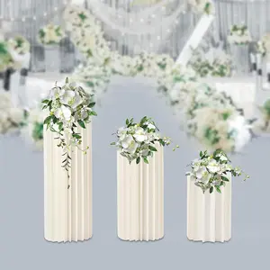 Foldable Cardboard Flowers Stand,Wedding Centerpieces Cardboard Vases Flower Centerpiece Columns Display Stands (3PCS) Ornaments Decoration