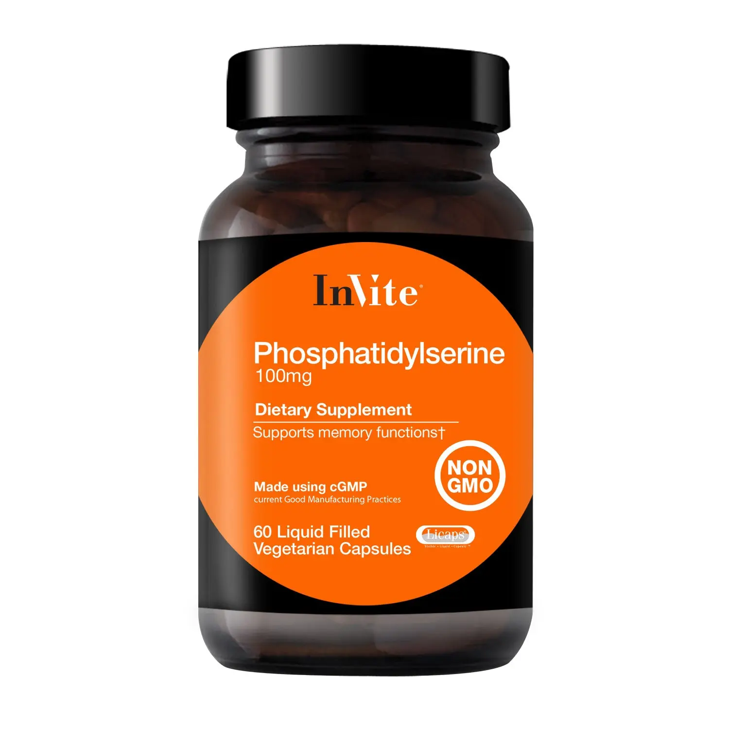 InVite Phosphatidylserine 100mg - Non-GMO Dietary Supplement for Memory & Focus - 60 Liquid Filled Vegetarian Capsules