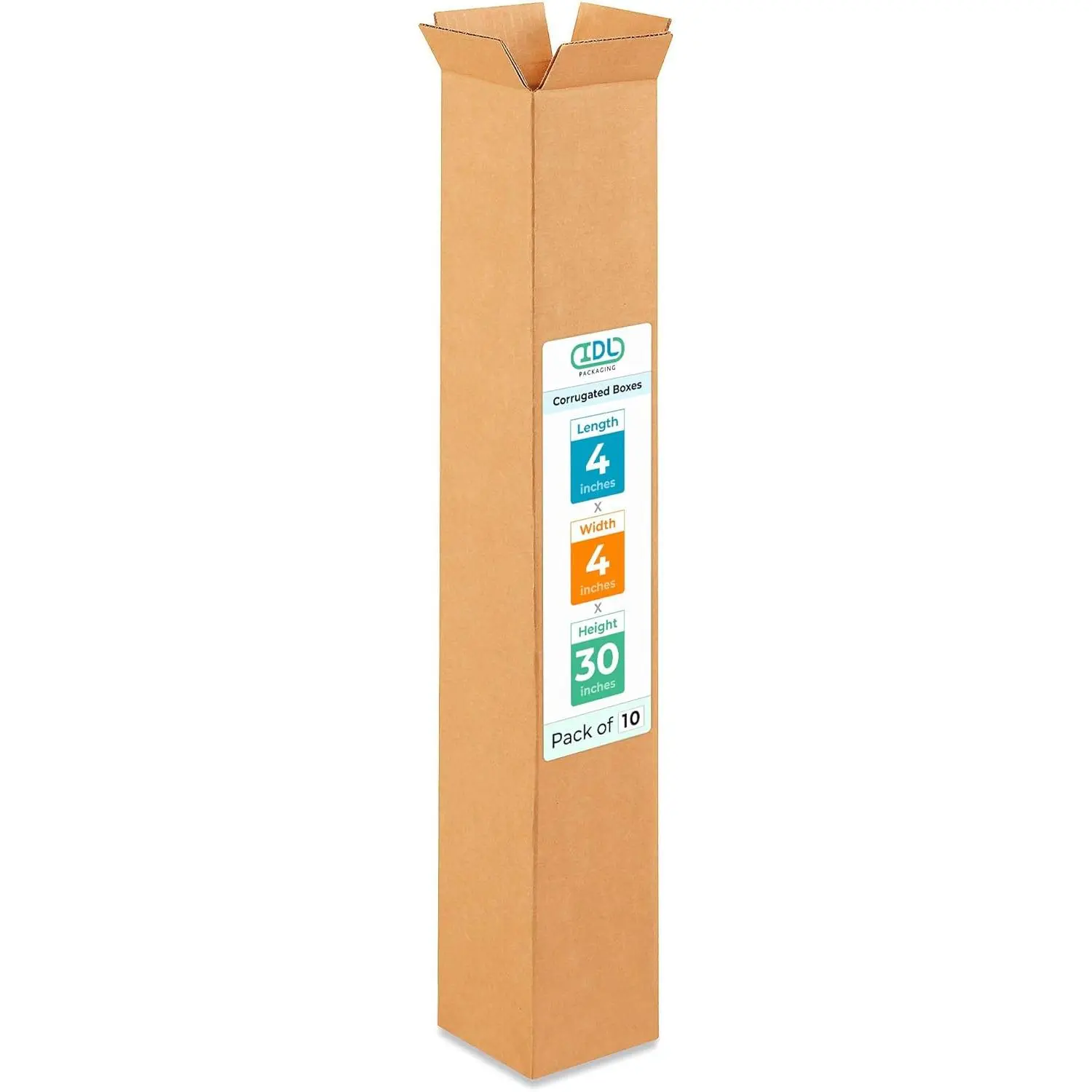 Tall Moving & Shipping Boxes 4x4x30 inches (10-Pack) - Extra Strength 200 lb vs Regular - Corrugated Strong Boxes for Packaging Moving - Box for Shipping, Made in USA - Tall Box by IDL Packaging