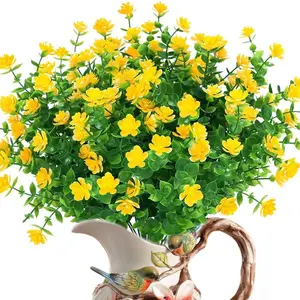 10 Bundles Artificial Flowers, Outdoor Fake Mums, UV Resistant Plastic Flowers, Faux Plants, Indoor & Outdoor Decor, Garden, Porch, Patio, Window Box, Plastic Flower Decoration