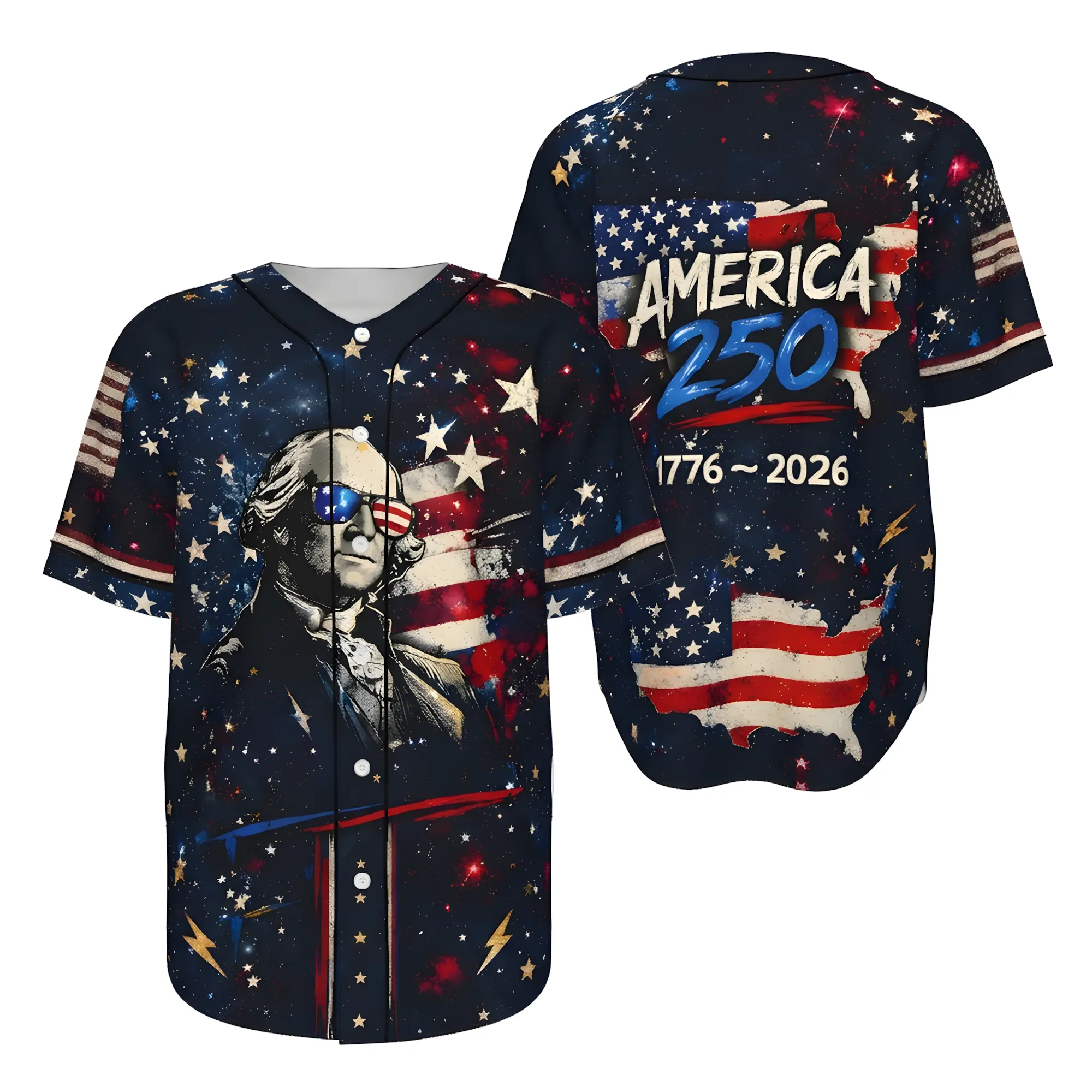 Patriotic Baseball Jersey Shirt, USA 250 Independence Day Shirt, 4th of July Gift for Men Women Holiday
