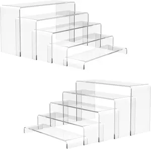 10 Pack Acrylic Display Risers, 2 Set(7”L~8”L~9”L) Perfume Stand Organizer, Easy to Store Clear Cupcake Stand, Display Risers for Retail Stores Special Events Exhibitions Home Decoration