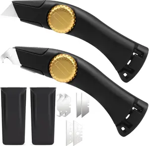 Utility Knife for Roofing 2PCS, Heavy Duty Roofer's Carpet Cutter with Replacement Blades & Storage Sheath, Indoor Outdoor Cutting Tool USA