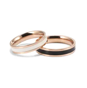 White & Black band Ring WATERPROOF | stackable rings set