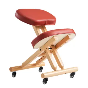Master Massage Ergonomic Wooden Foldable Kneeling Chair for Office –Wood Folding Posture Chair for Home-Posture Correction Stool-Improve Your Posture