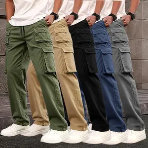 Men’s spring–summer–autumn work pants featuring a multicolor fashion design with pockets; stylish casual straight-leg long trousers; a tailored fit made from medium-weight fabric.