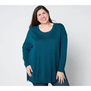 Denim & Co. Signature Scoop Neck Long Sleeve Tunic Sweater