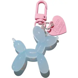 Jelly Balloon Dog Design Keychain for Women, Cute Light Blue Girls Key Chain, Key Chains Accessories for Car Keys