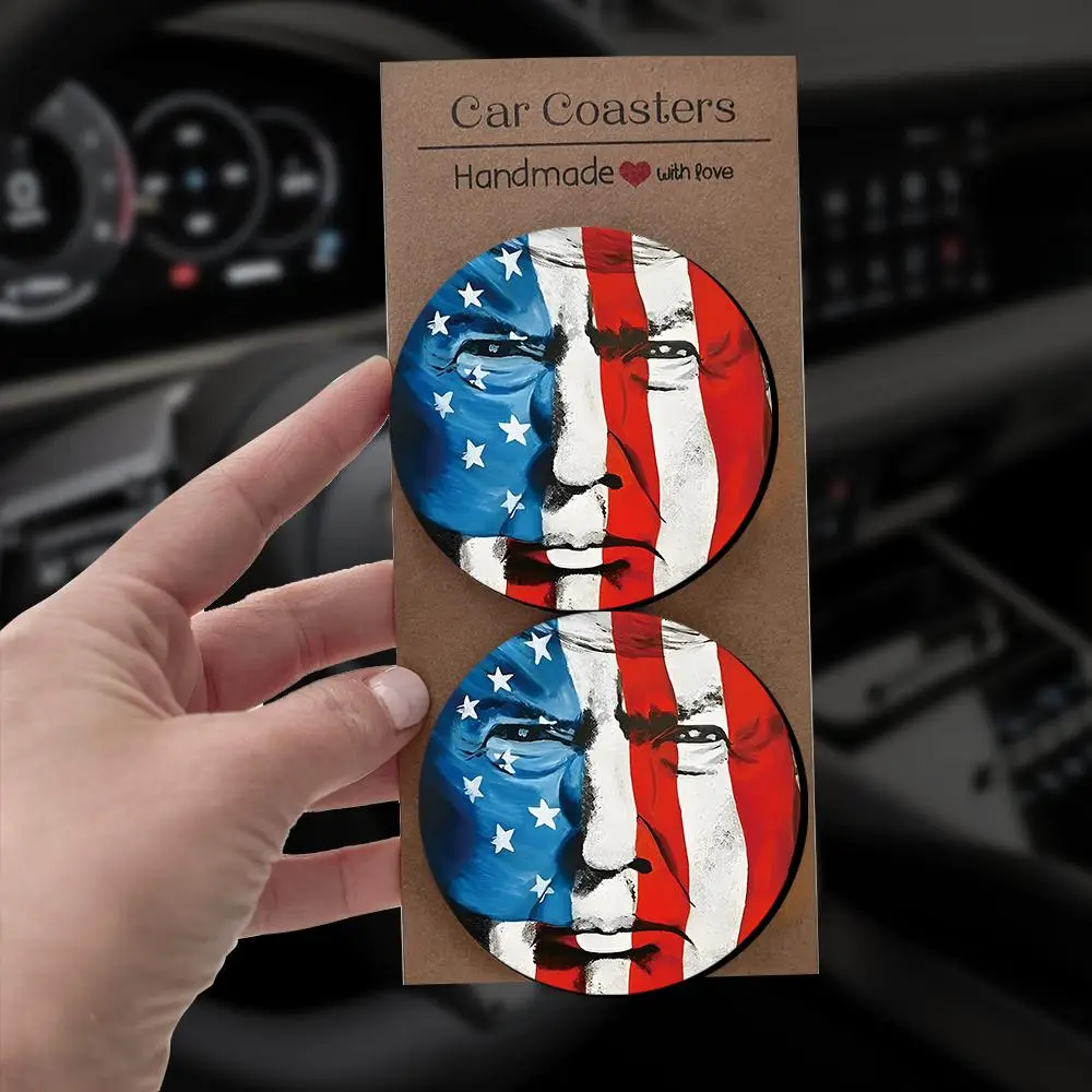 Gold White House character coasters, 1 pair of essential kitchen protection items, decorative gifts for rooms and outdoors, gifts for allies, for Pres