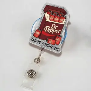 Dr Fridge Pack Badge Reel, Pass Me A Fridge Cig, Glitter Soda Can ID Holder