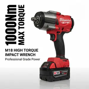 professionalMilwaukee M18  FMTIWF12 1/2 Inch High Torque Impact Wrench with 1000Nm Nut-Busting Torque for M24 Heavy Duty Bolts Features 4-Mode Drive Control and 3100IPM Impact Rate Includes M18 6.0Ah Battery charger heavy-duty repair cordless power tool