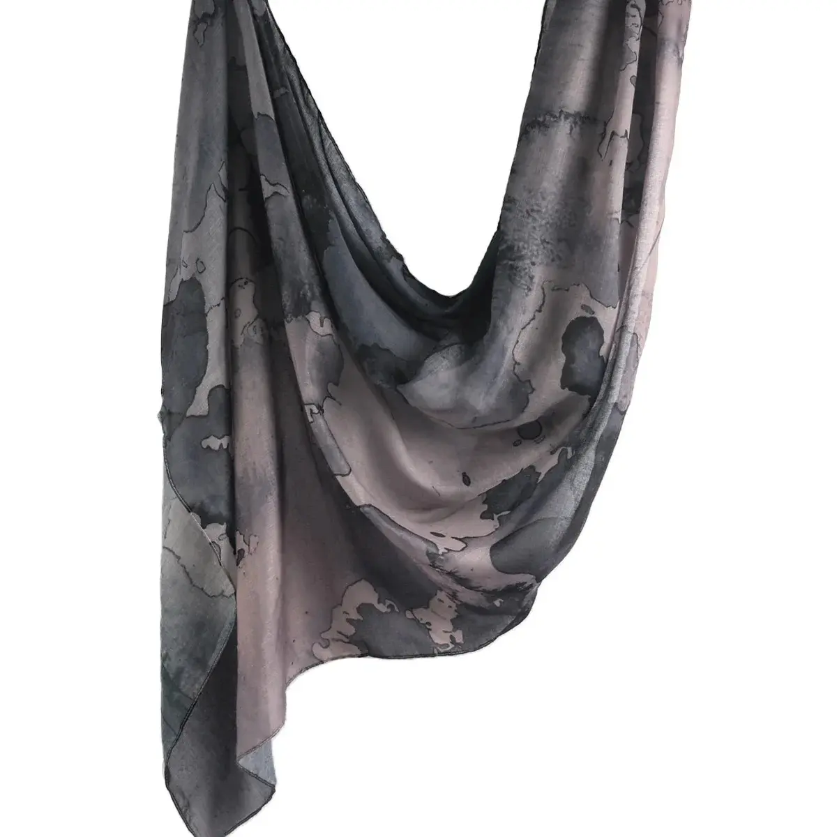 Women's Rayon Hijab Shawl - 164x80 cm, Cute Watercolor Stone Print, Breathable All-Seasons Fabric, Cold Wash, for Daily, Ceremony Wear