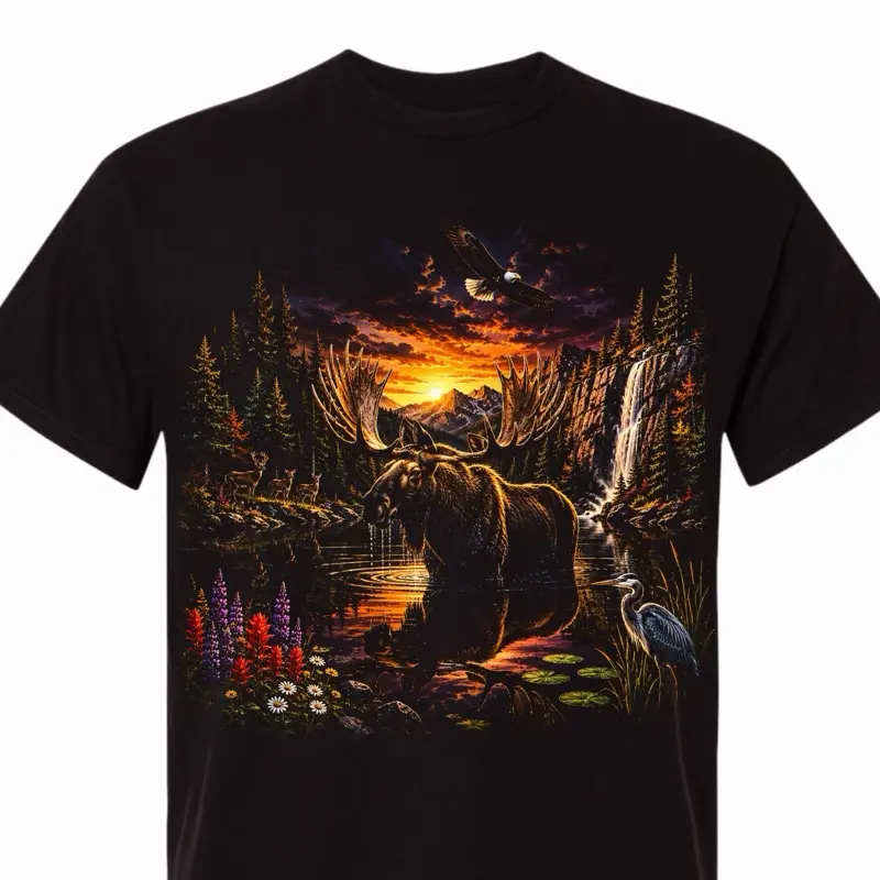 Moose Nature Design- Halftone-T-Shirt