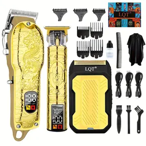 LQT Golden Clipper Set, Hair Clippers for Men Professional, Cordless Hair Clippers for Hair Cutting, Mens Clippers and Trimmers Set, Electric Hair Trimmer for Men with Package Case, maquina de cortar cabello, Barber Supplies, Men Christmas New Year Gifts