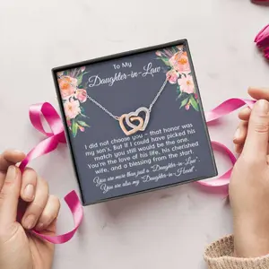 Daughter-In-Law Necklace,  To My Daughter-In-Law Joined Hearts Necklace, Gift For Daughter In Law 953, Beautiful Necklace for Daughter - Perfect Gift for Birthdays, Holidays, or Special Occasions