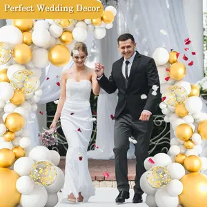 8.2FT& 6FT Gold Balloon Arch Kit, Free Bending Top Balloon Arch Stand, Balloon Stands for Floor, Half Arch Balloon Stand with Base for Wedding Birthday Party Halloween Decorations